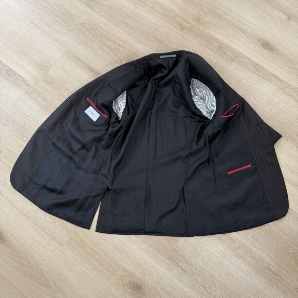 VTG Burberry London Pinstripe Blazer 42R Brown 100% Wool Sport Coat Y2K Holiday - Picture 5 of 6